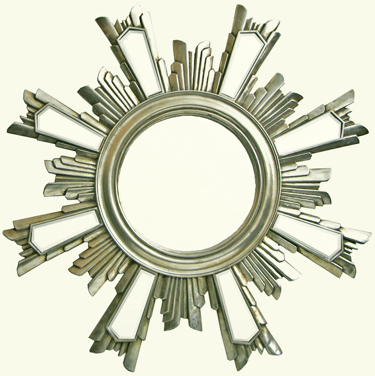 AF012S Wall décor art mirror silver modern round sun shaped